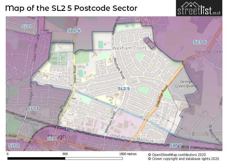 Map of the SL2 5 and surrounding postcode sector
