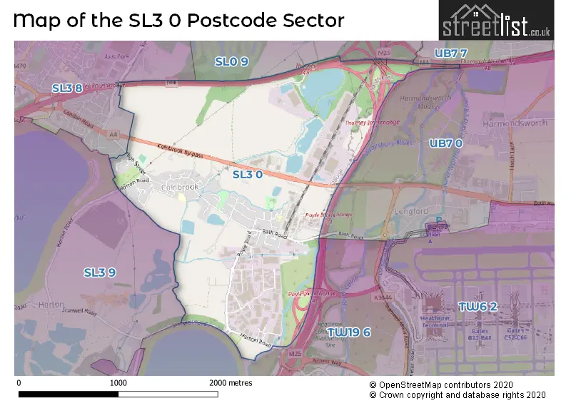 Map of the SL3 0 and surrounding postcode sector