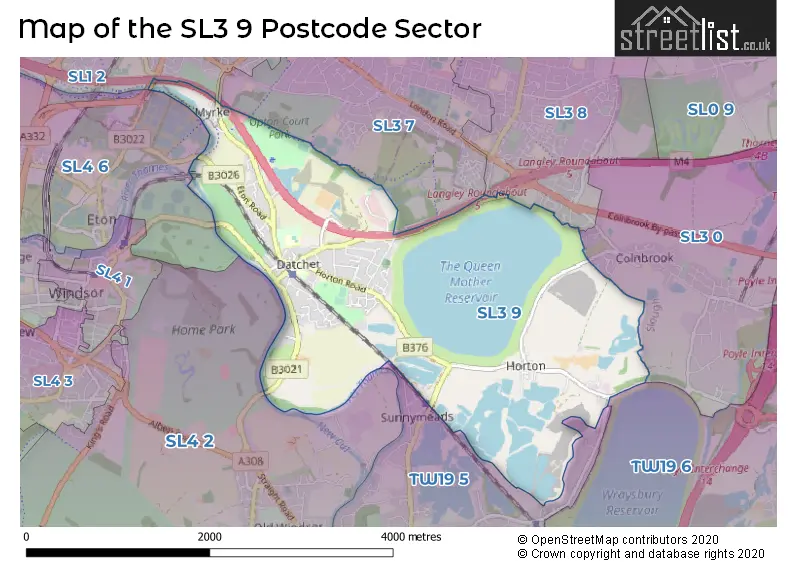 Map of the SL3 9 and surrounding postcode sector