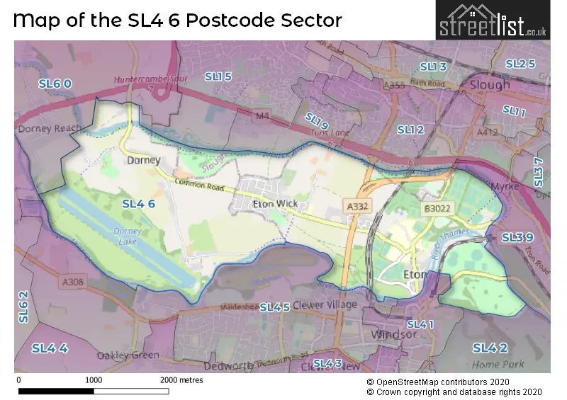 Map of the SL4 6 and surrounding postcode sector