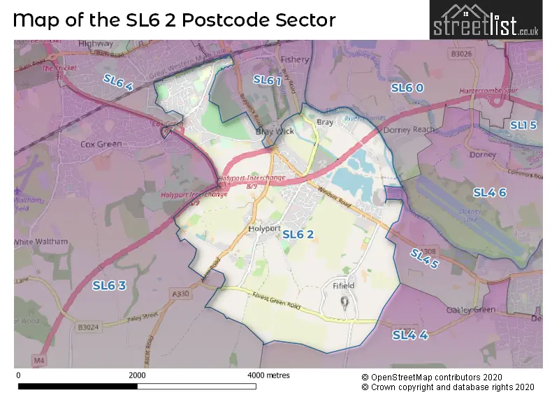 Map of the SL6 2 and surrounding postcode sector