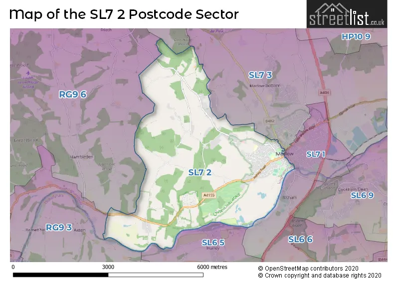 Map of the SL7 2 and surrounding postcode sector