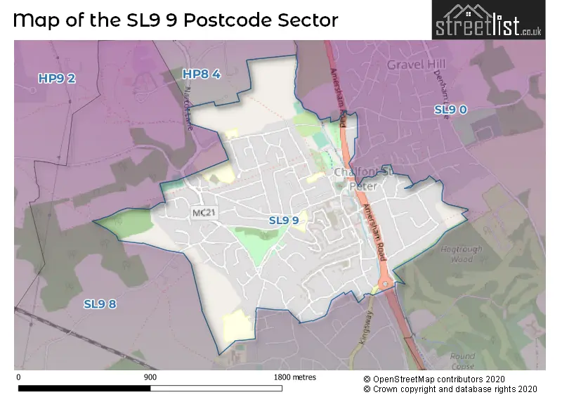 Map of the SL9 9 and surrounding postcode sector