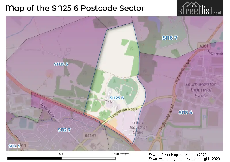 Map of the SN25 6 and surrounding postcode sector