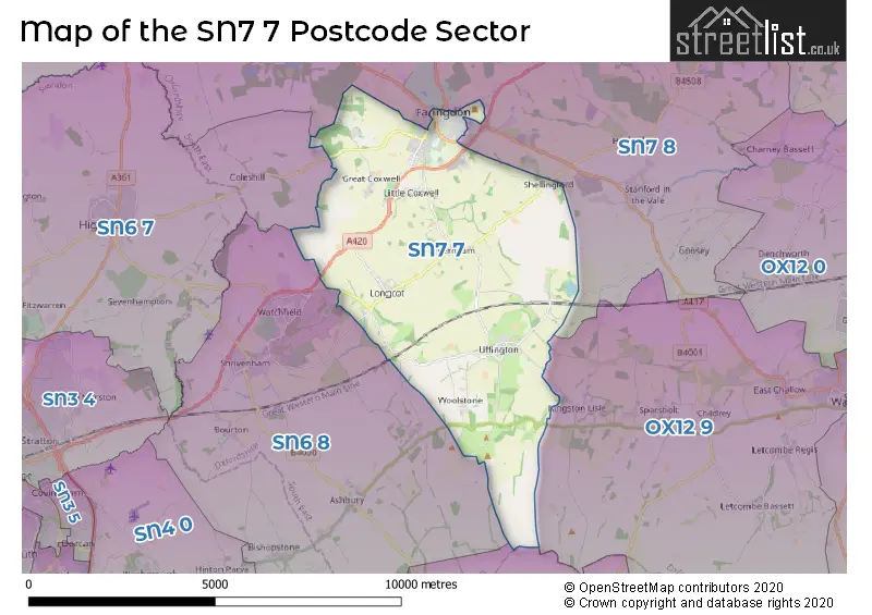 Map of the SN7 7 and surrounding postcode sector
