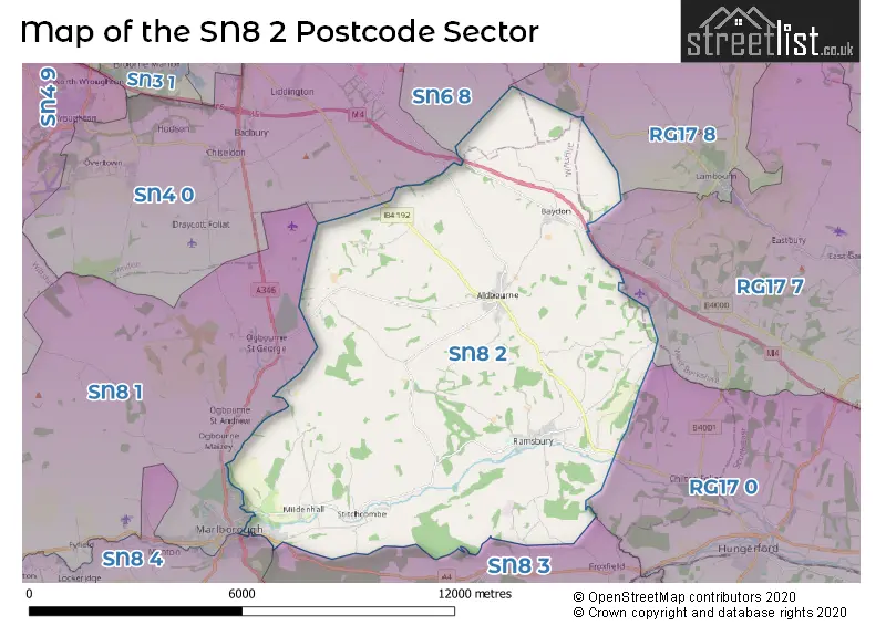 Map of the SN8 2 and surrounding postcode sector