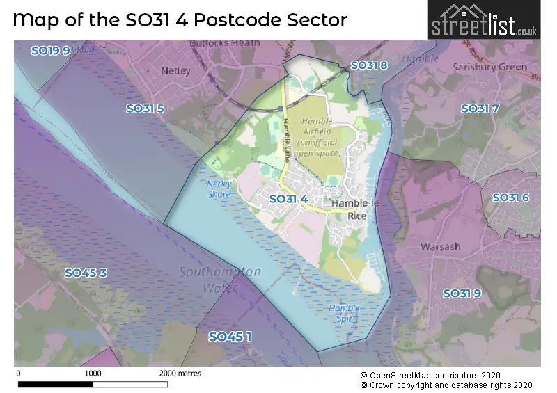 Map of the SO31 4 and surrounding postcode sector