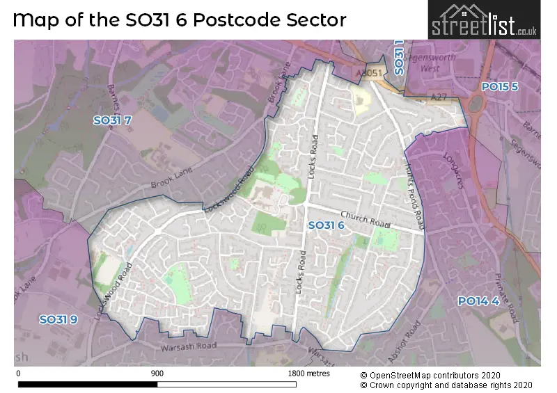 Map of the SO31 6 and surrounding postcode sector