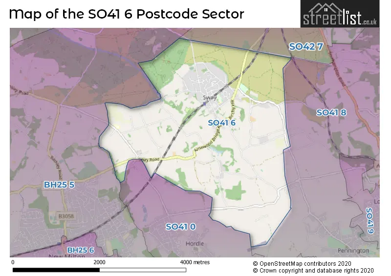 Map of the SO41 6 and surrounding postcode sector