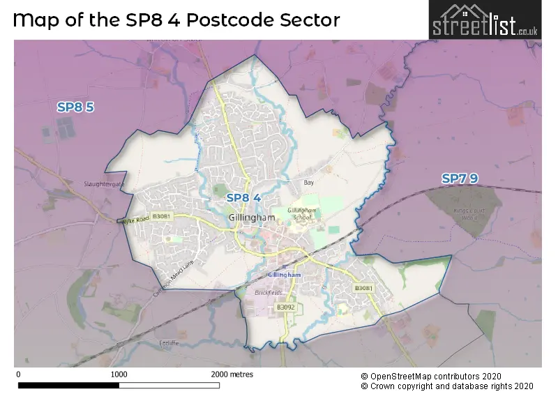 Map of the SP8 4 and surrounding postcode sector