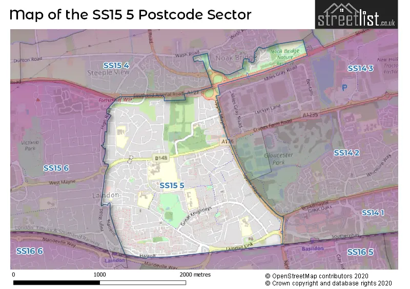 Map of the SS15 5 and surrounding postcode sector