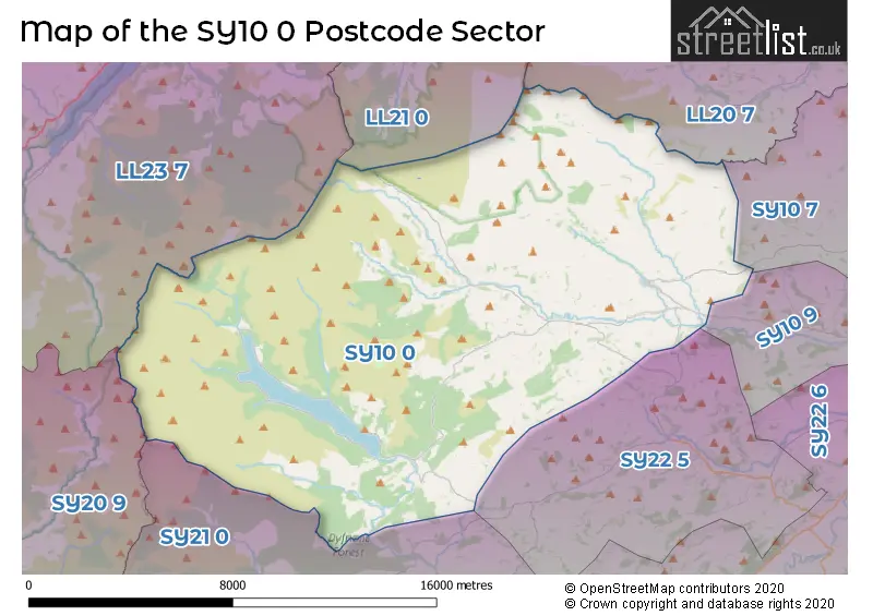 Map of the SY10 0 and surrounding postcode sector