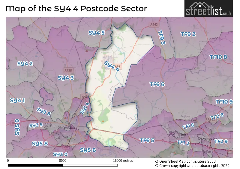 Map of the SY4 4 and surrounding postcode sector