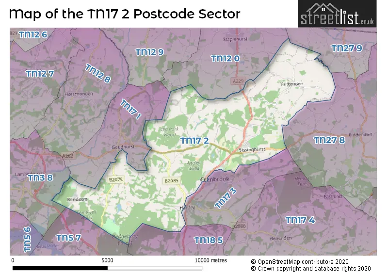 Map of the TN17 2 and surrounding postcode sector