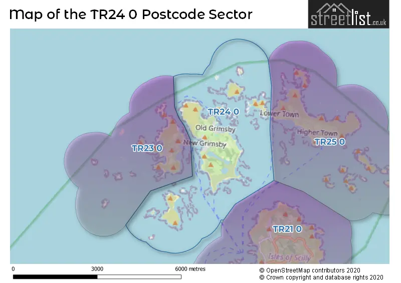 Map of the TR24 0 and surrounding postcode sector