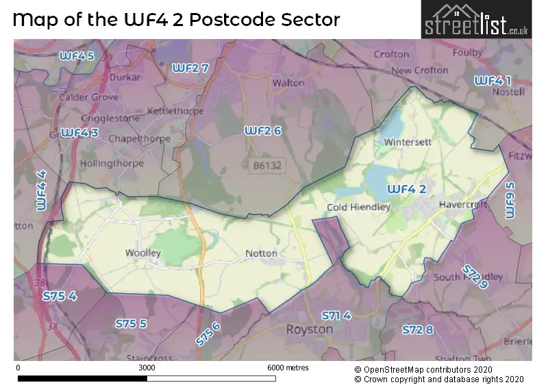 Map of the WF4 2 and surrounding postcode sector