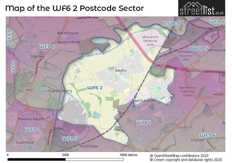 Map of the WF6 2 and surrounding postcode sector