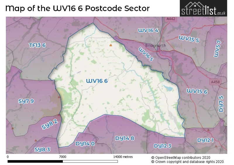 Map of the WV16 6 and surrounding postcode sector