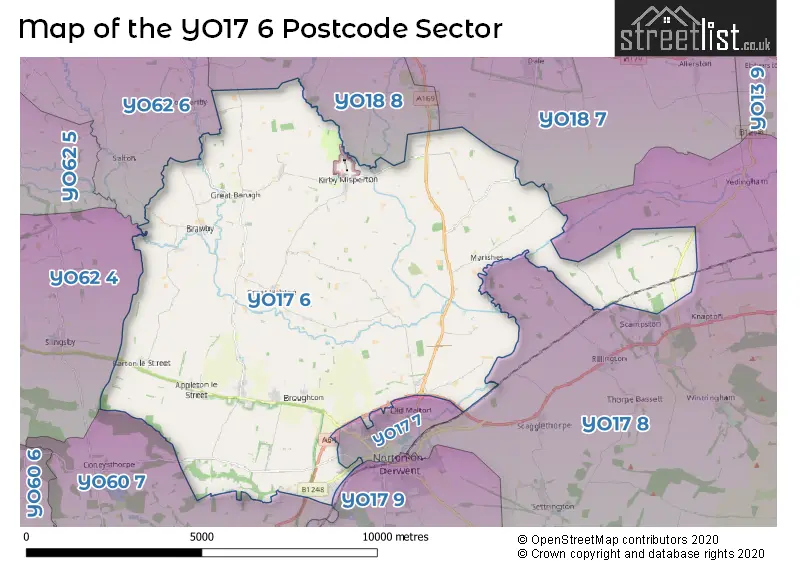 Map of the YO17 6 and surrounding postcode sector