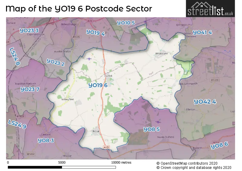 Map of the YO19 6 and surrounding postcode sector