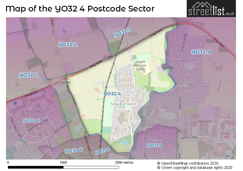 Map of the YO32 4 and surrounding postcode sector