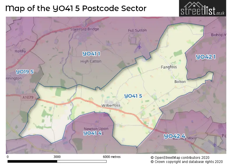 Map of the YO41 5 and surrounding postcode sector