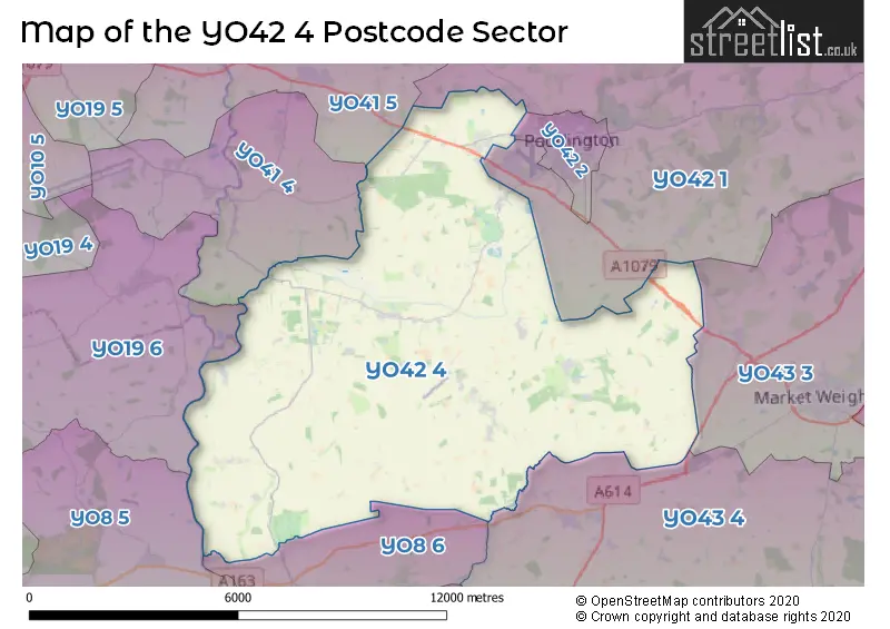 Map of the YO42 4 and surrounding postcode sector