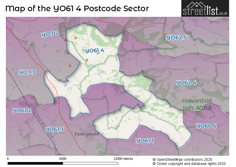 Map of the YO61 4 and surrounding postcode sector