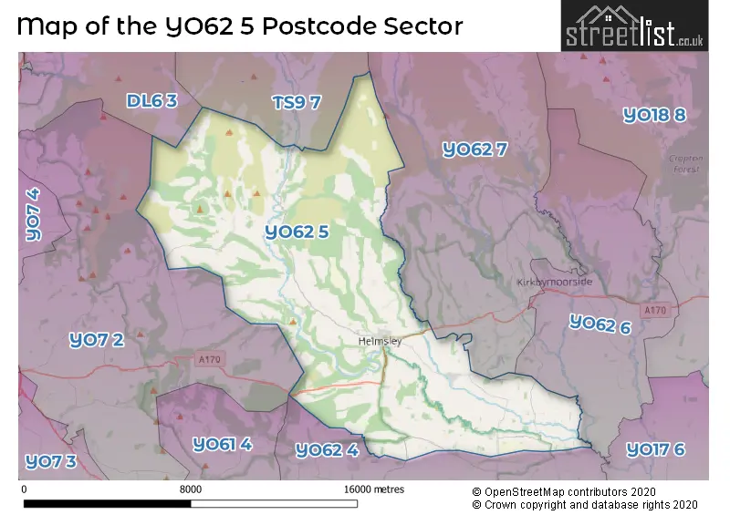 Map of the YO62 5 and surrounding postcode sector